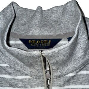 Polo Golf Ralph Lauren Long Sleeve 1/4 Zip Pullover -XL Gray Striped Peru Cotton